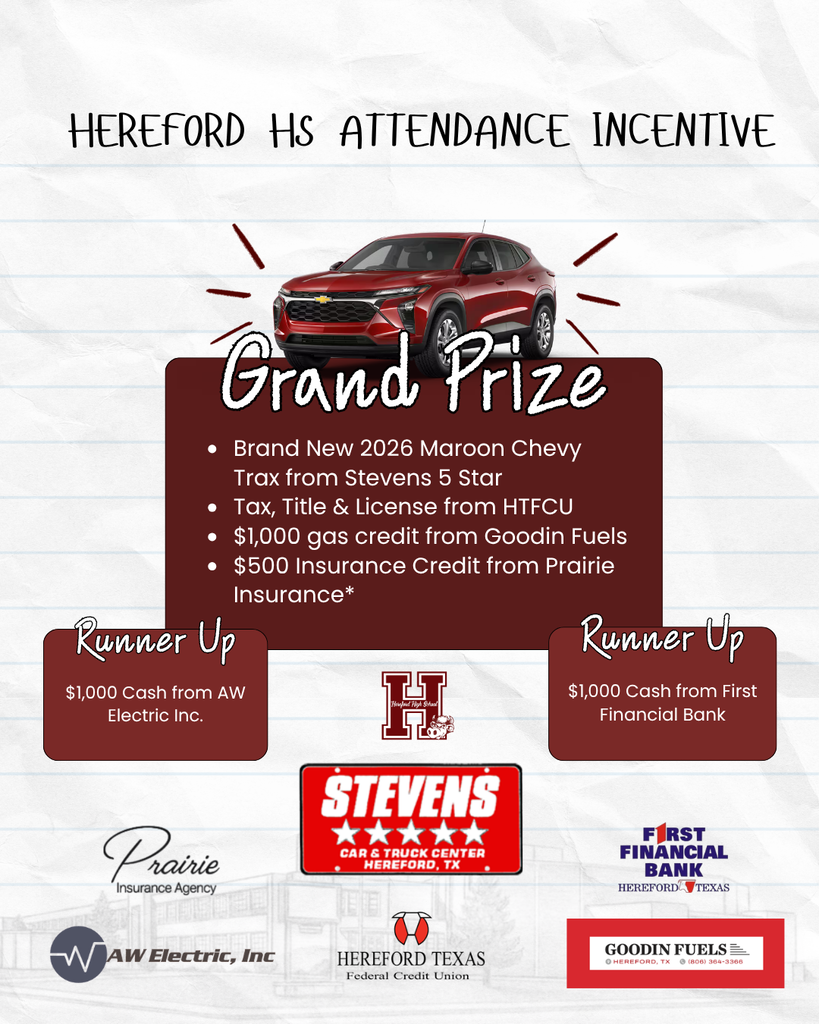 An advertisement displays a Grand Prize of a 2023 Maroon Chevy SUV and Runner Up prizes.