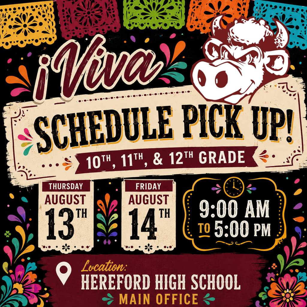 An event poster with a cow head, featuring a schedule for picking up schedules on August 13, 14.