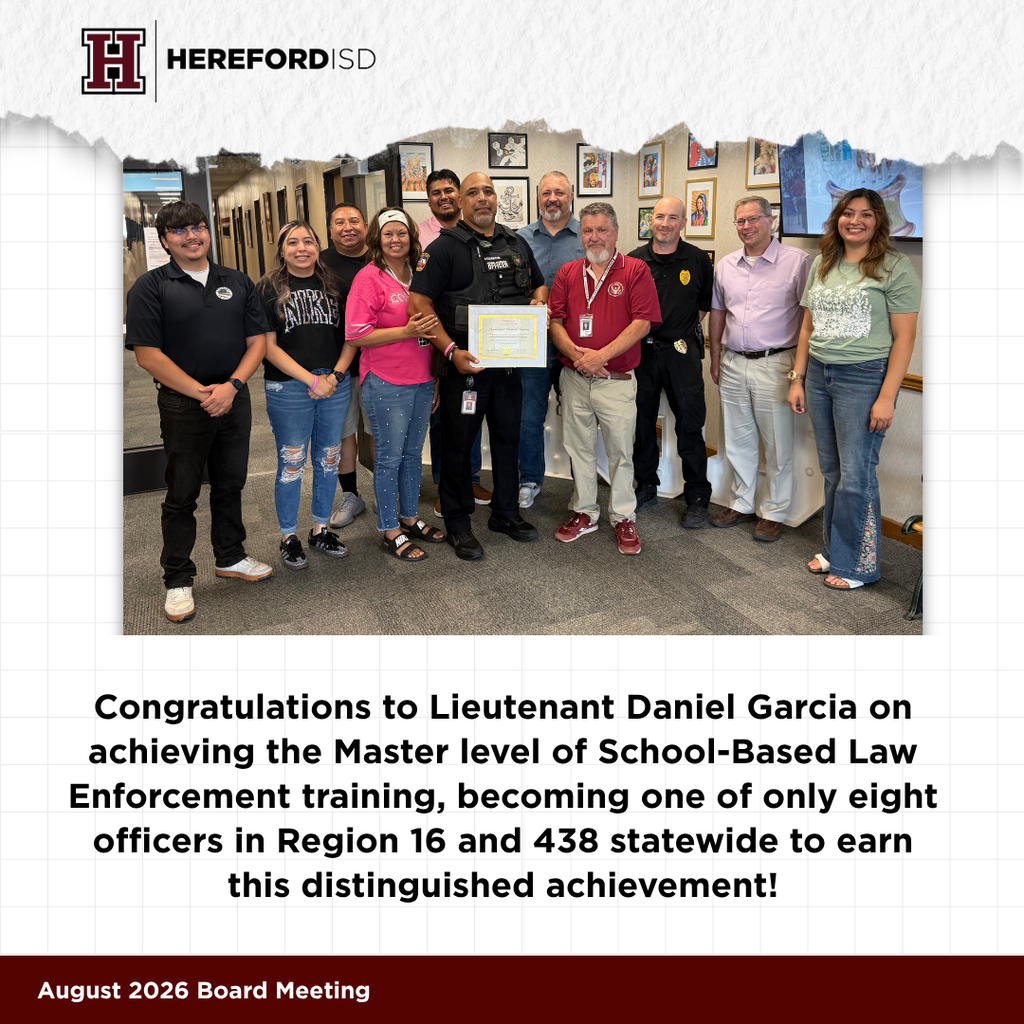 Nine people stand, smiling. One holds a certificate. Text reads: Congratulations to Lieutenant Daniel Garcia.