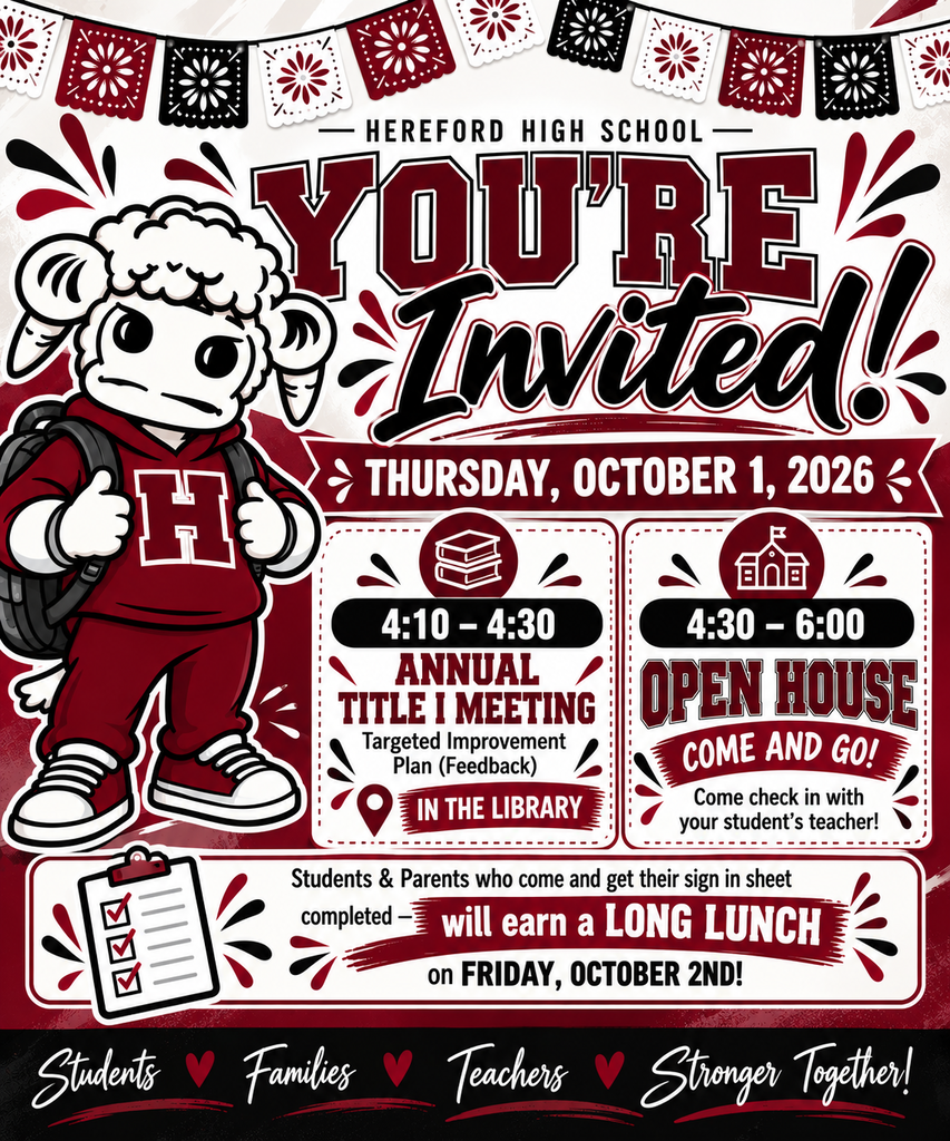 A poster with a mascot character invites students and families to an event on October 1, 2026.