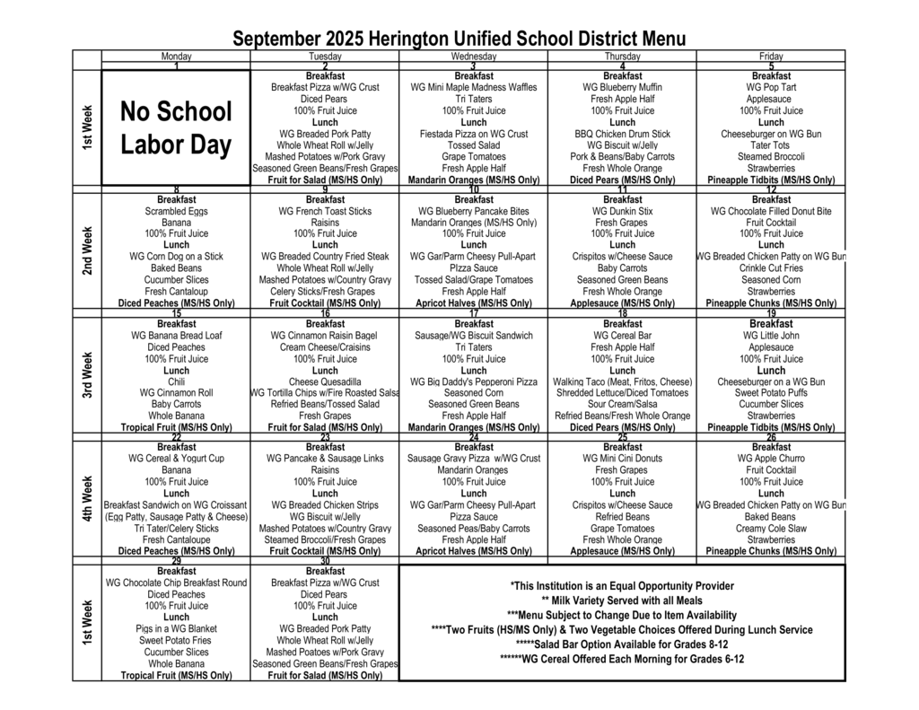 September Menu