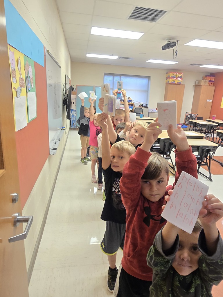 Some kindergarteners with their books