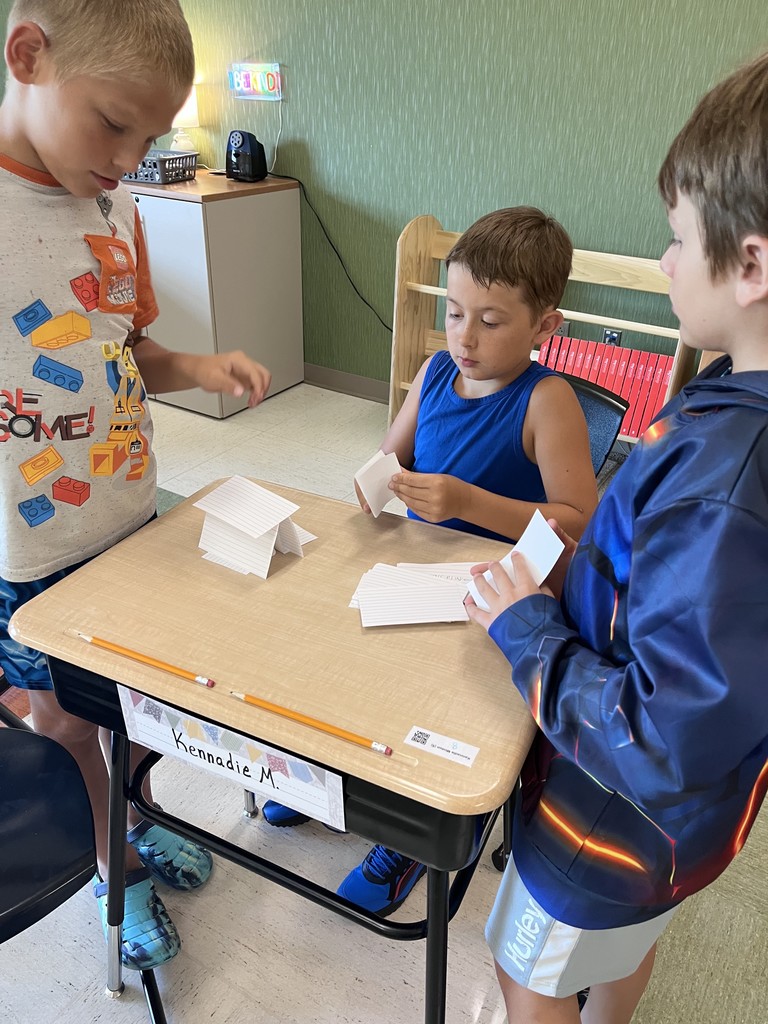 Fifth graders doing team building