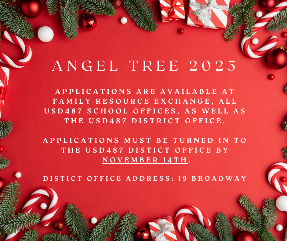 Angel Tree applications available at the USD 487 District Office.