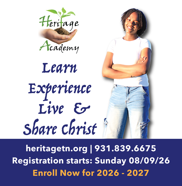 girl with school logo and text promoting the school