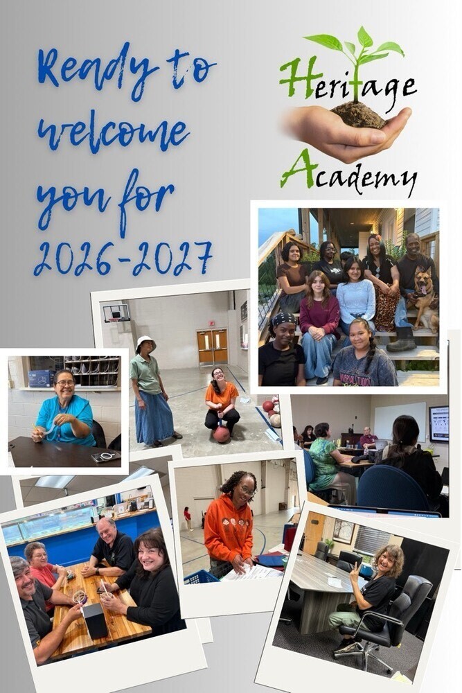 picture collage of staff eating and working at school