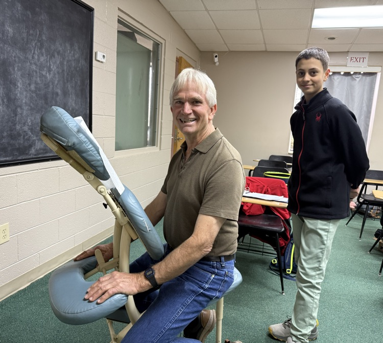 A much needed massage for Mr. Riddle after traveling all the way from Ouachita Hills Academy!