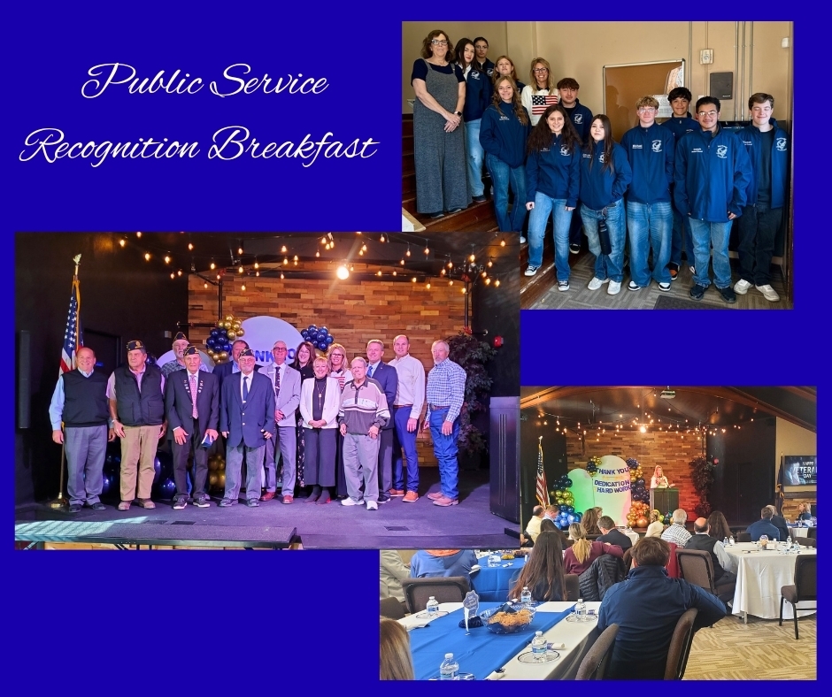 Collage of Veterans, Student council members and guest of the public service recognition breakfast 
