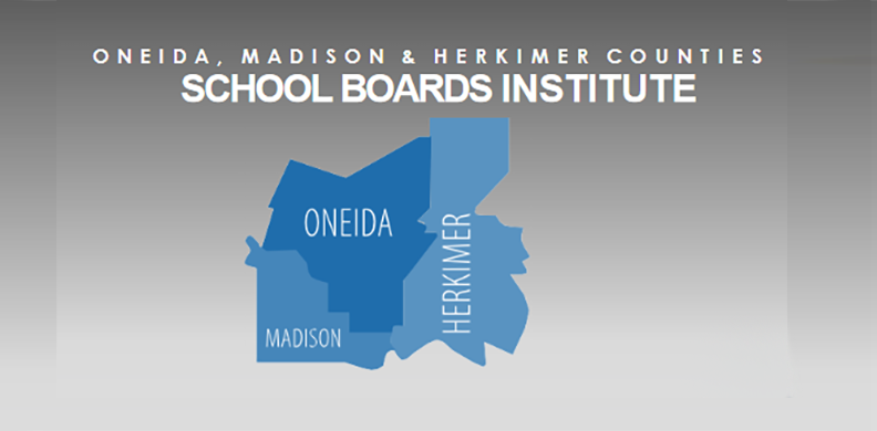 Oneida, Madision & Herkimer Counties School Boards Institute with an image of the outlines of the three counties