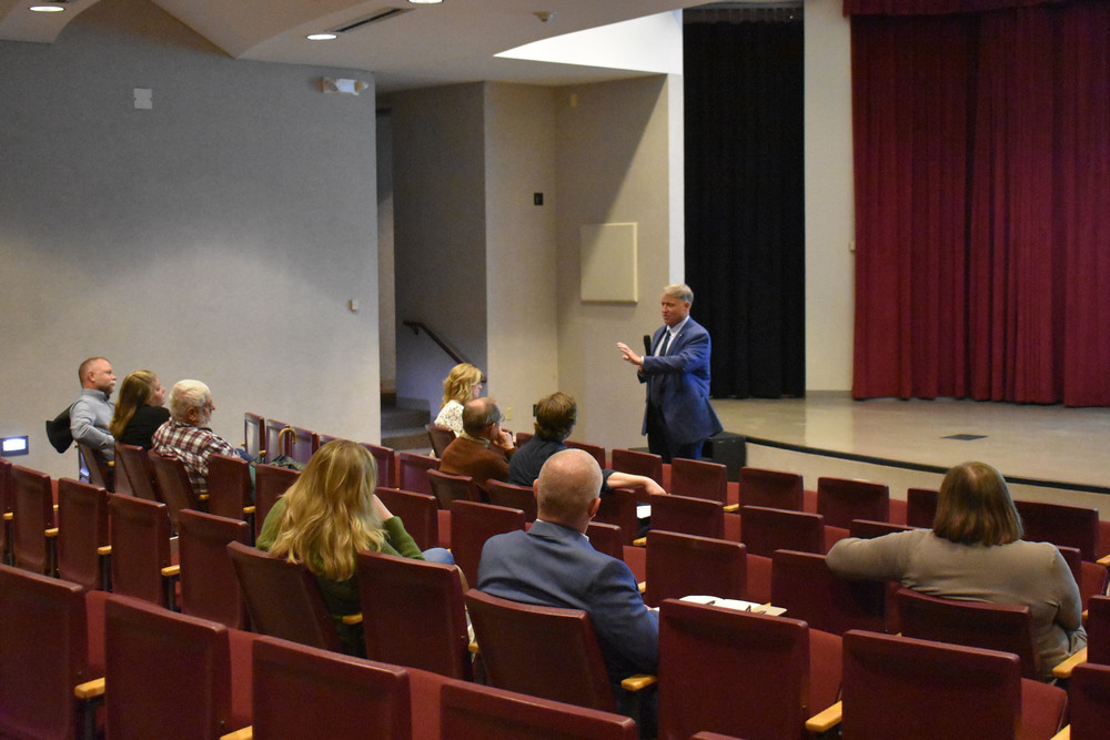 David Little speaking to audience members at Rural Schools Issues Forum