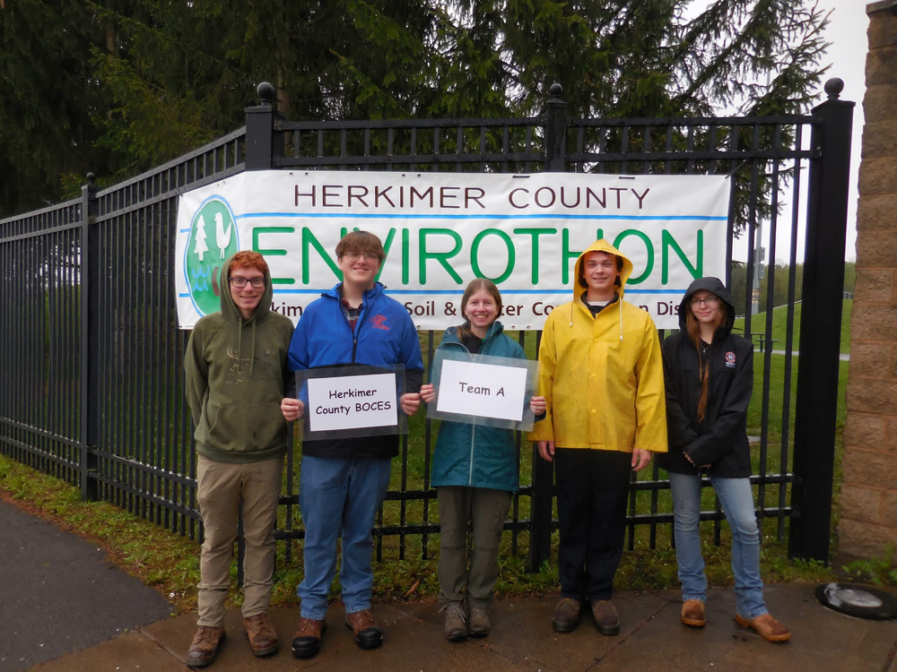 Five students posing outside at Envirothon