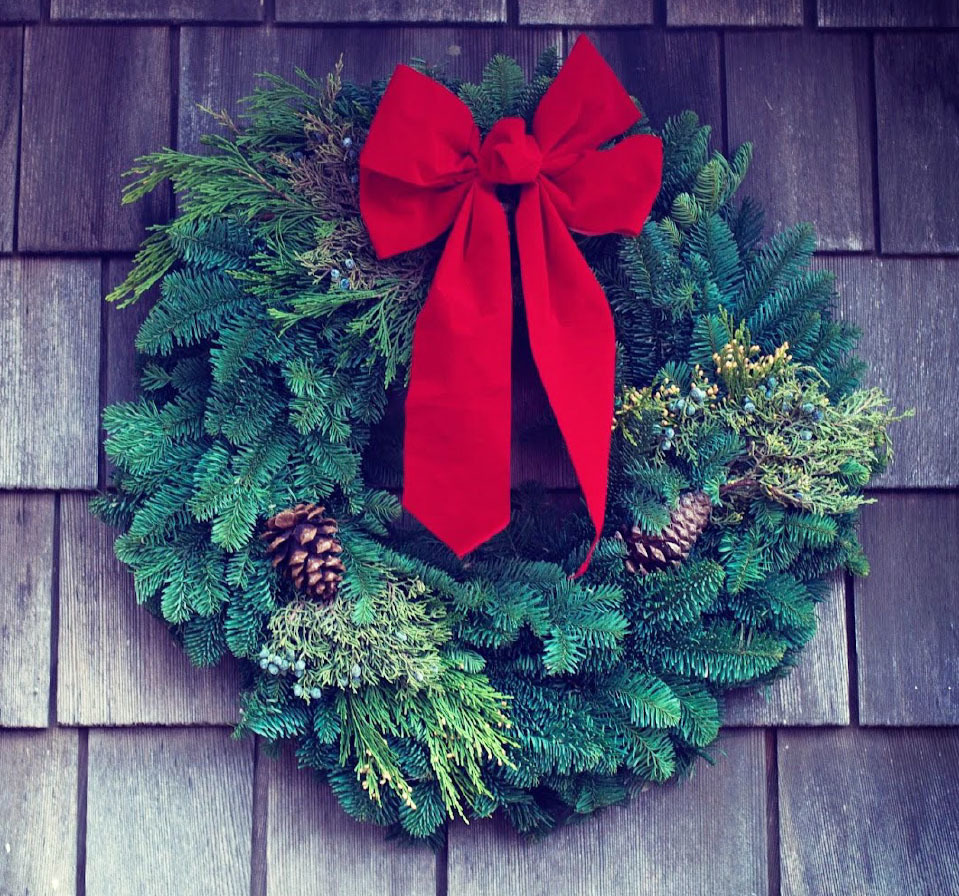 Natural wreath with red bow