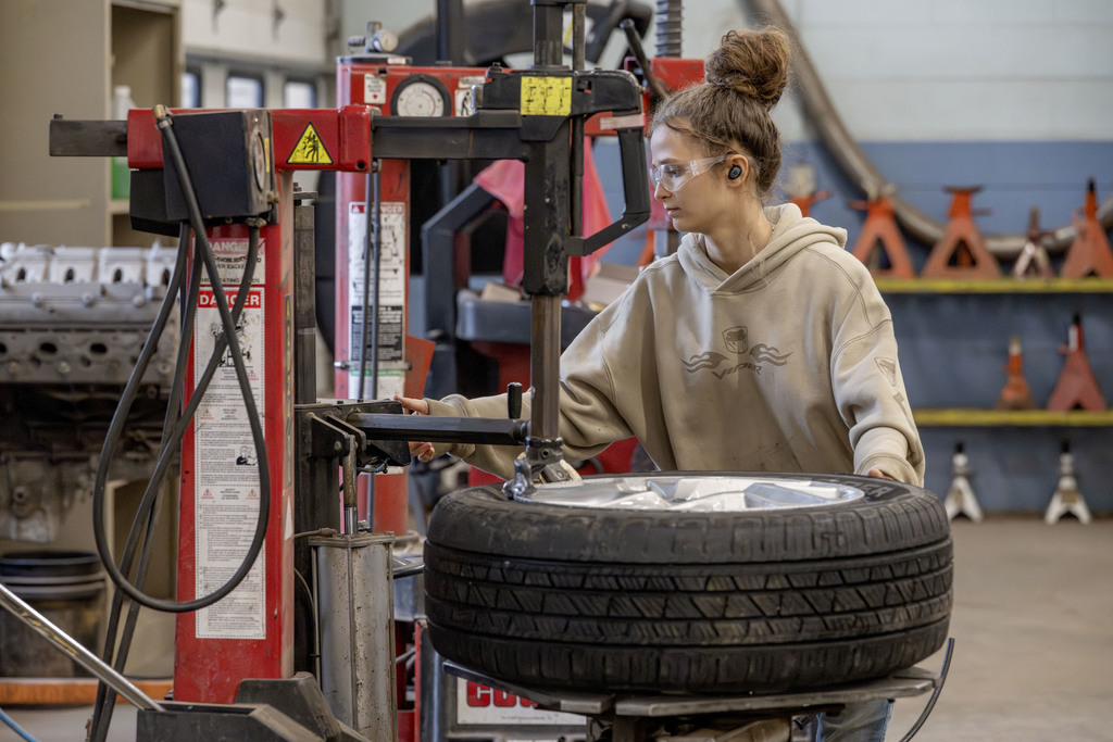Automotive Technology student working in class