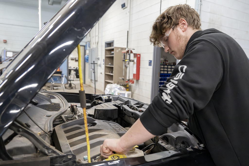 Automotive Technology student working in class
