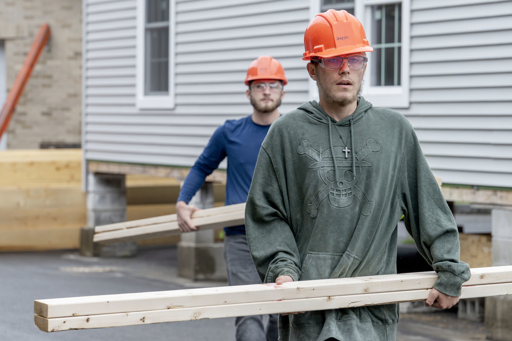 Building Construction students working during class