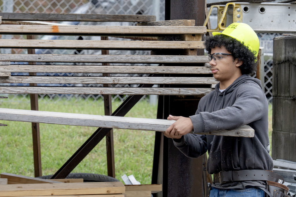 Building Construction student working during class