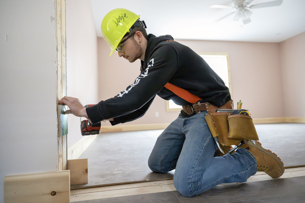 Building Construction student working during class