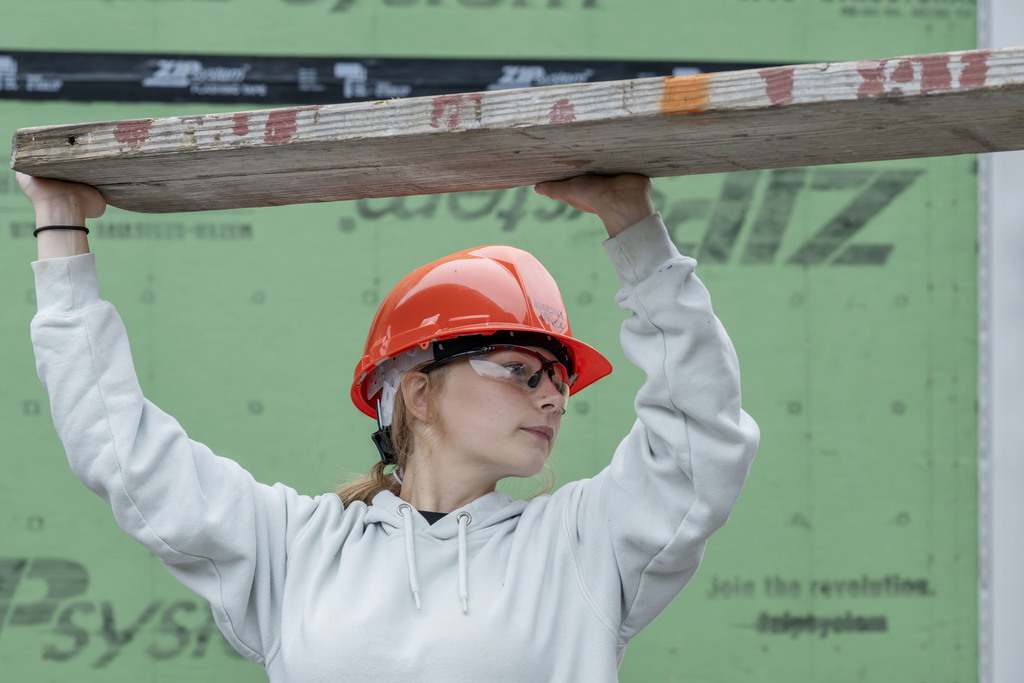 Building Construction student working during class