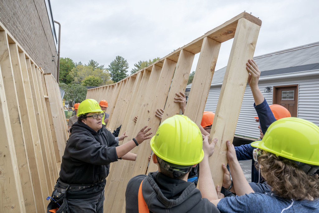 Building Construction students working during class