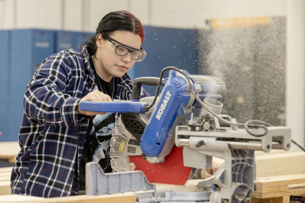 Building Construction student working during class