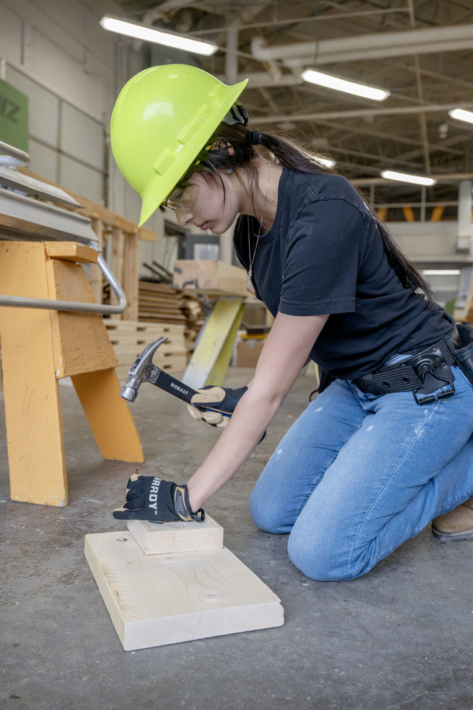 Building Construction student working during class