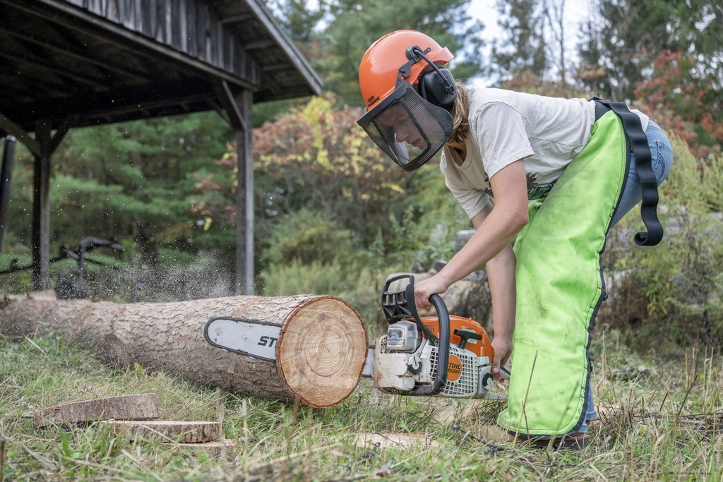 Conservation student working during class