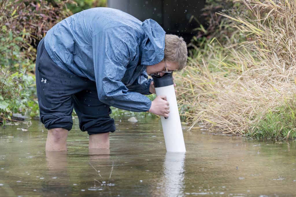 Conservation student working during class