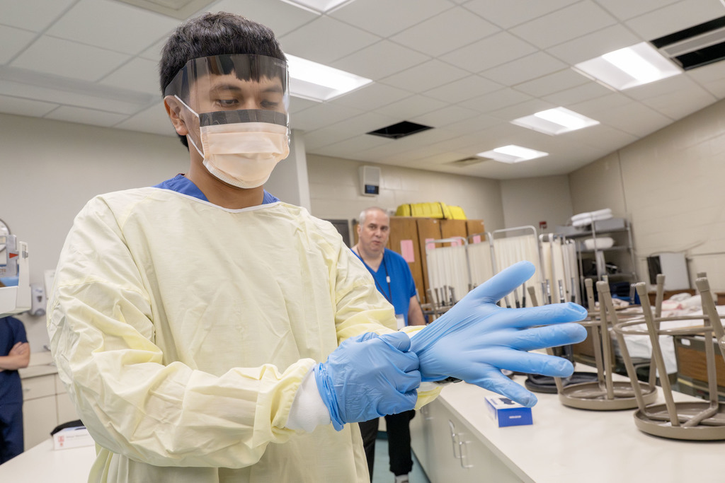 Health Science Careers student working during class