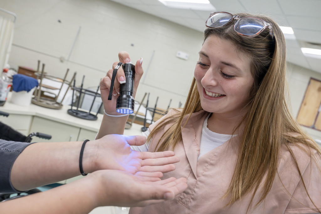 Health Science Careers student working during class