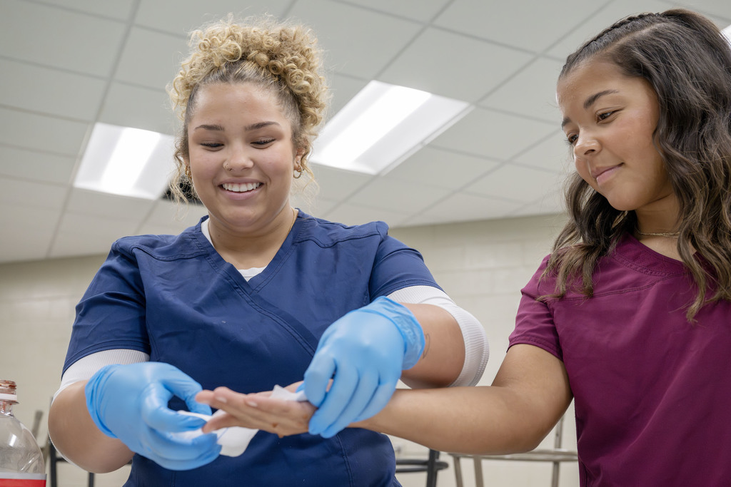Health Science Careers students working during class