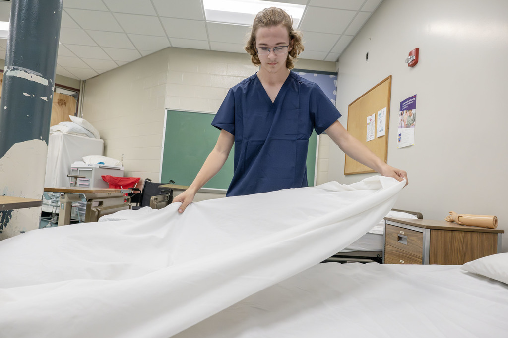 Health Science Careers student working during class