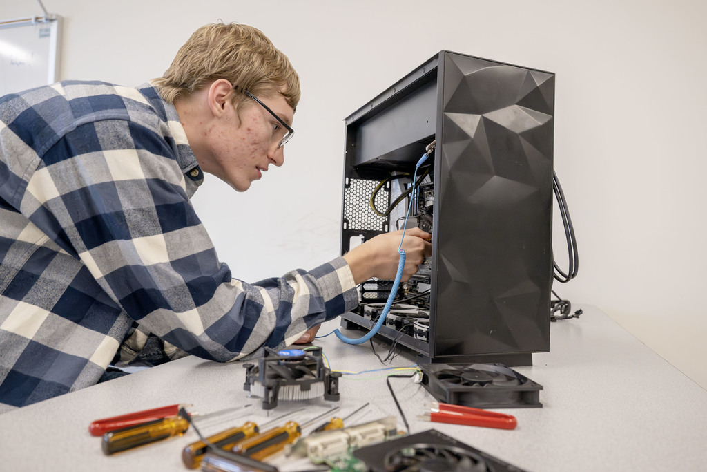 Network Administration student working in class