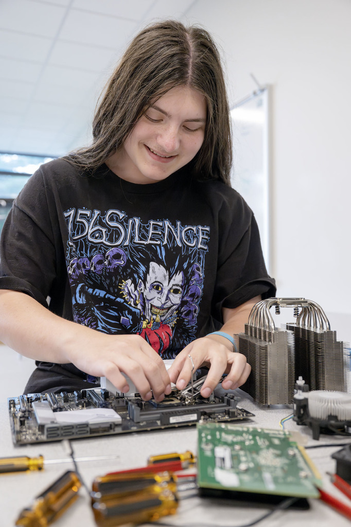 Network Administration student working in class