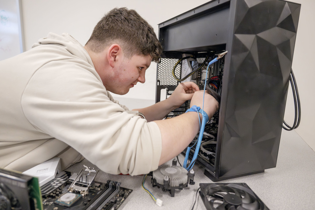 Network Administration student working in class