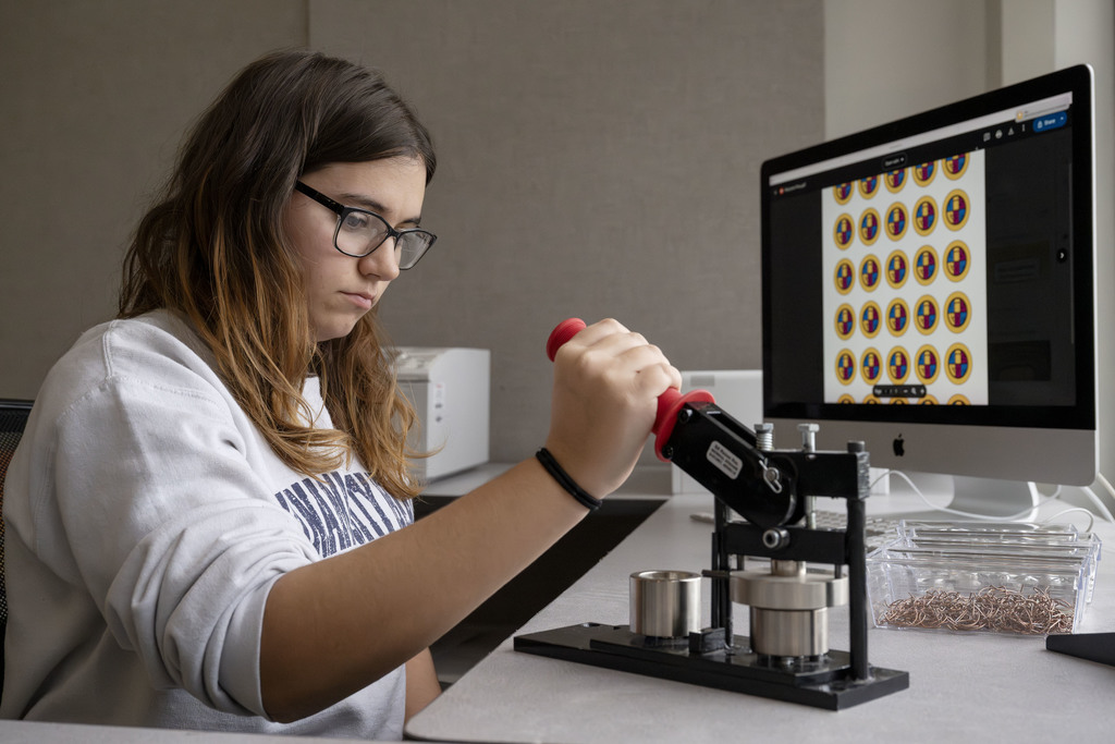 Visual Communications student working in class