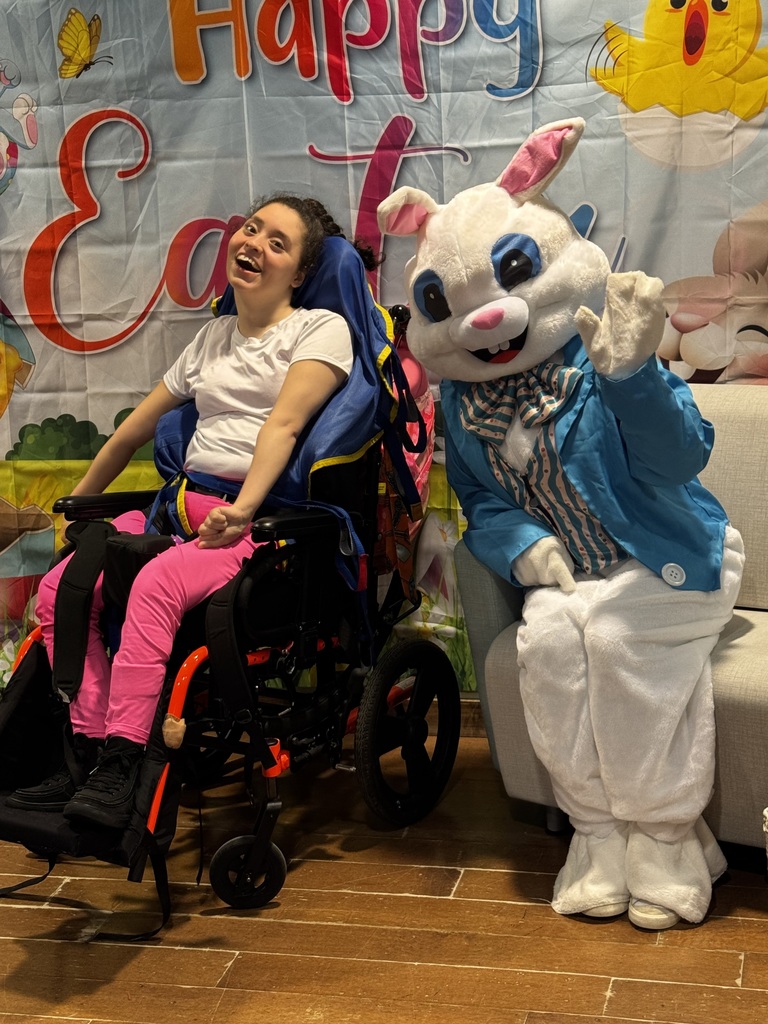 Student and Easter Bunny