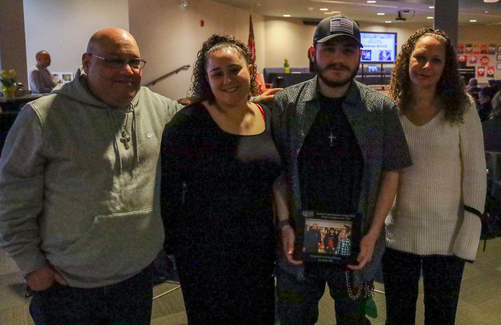 Student Spotlight Award winner Michael Grecco and three other pose together