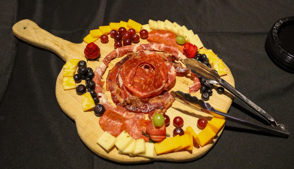Platter of meats, cheeses and fruits