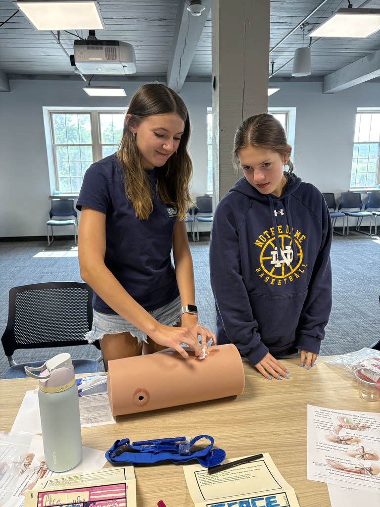 Two students practicing Stop the Bleed training