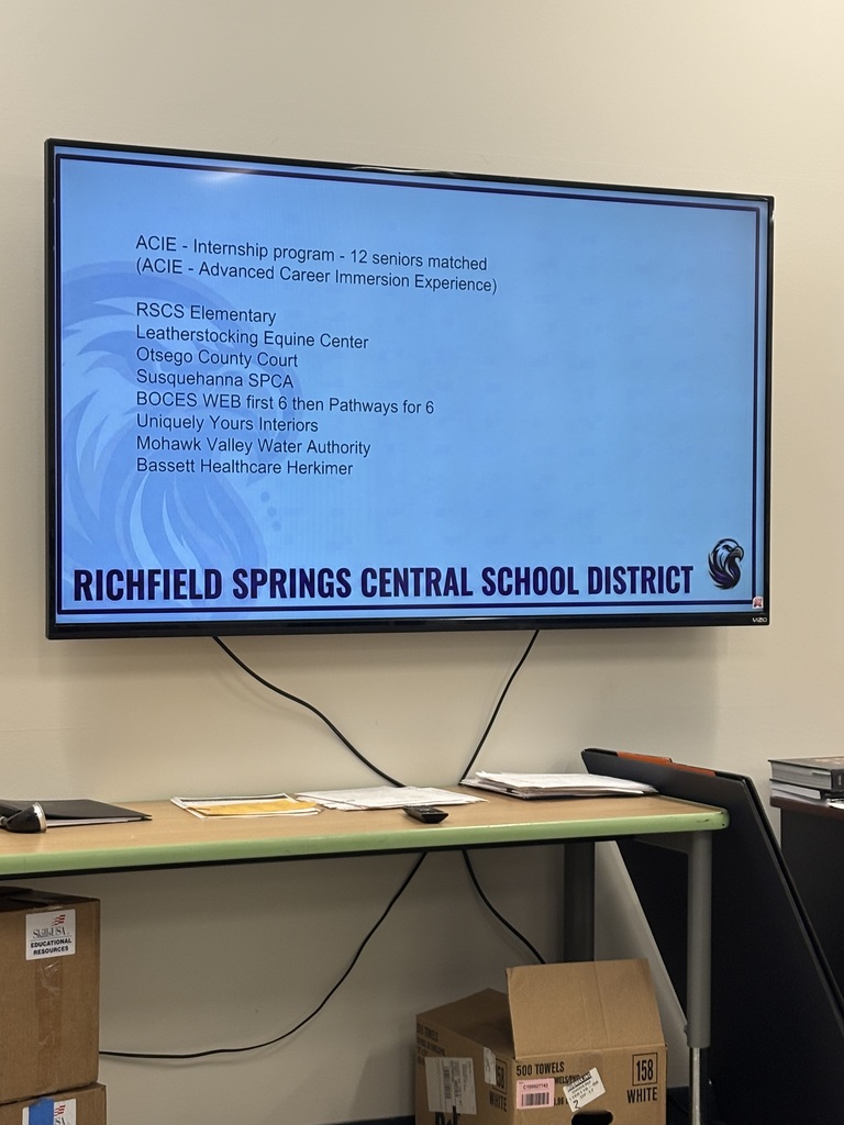 Monitor screen with Richfield Springs CSD info for presentation