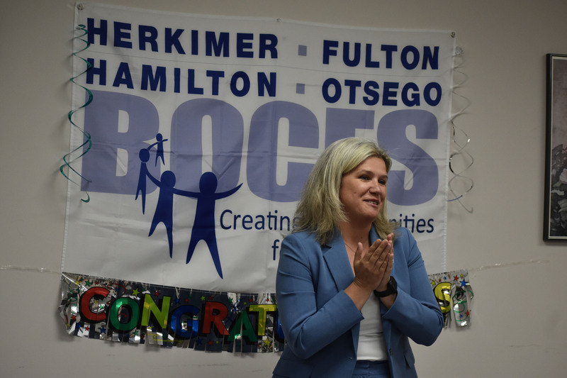 Hanka Grabovica speaking at GED graduation ceremony