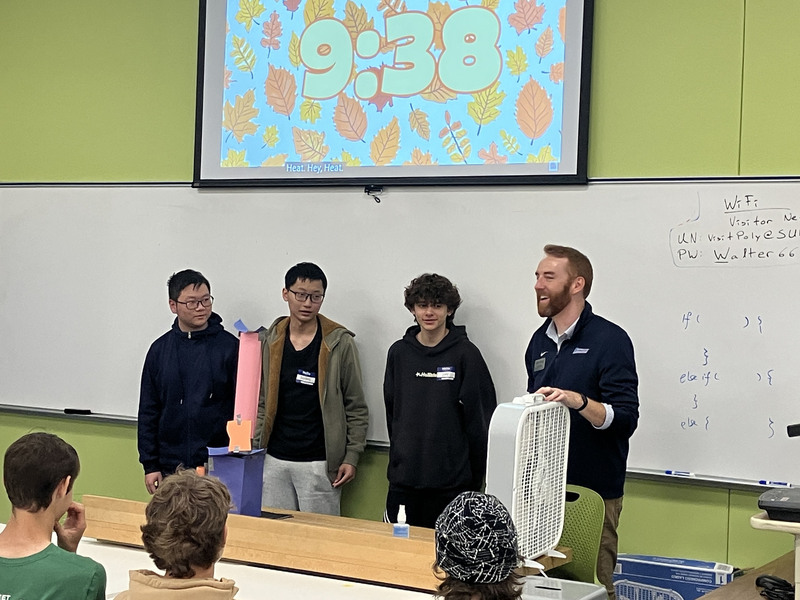Students standing in front of classroom during SUNY Poly Tour