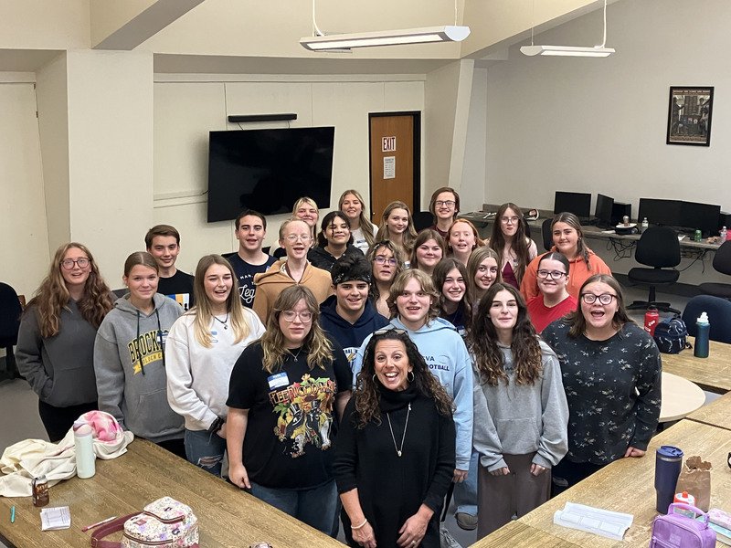 Students and MVCC instructor posing for photo at MVCC