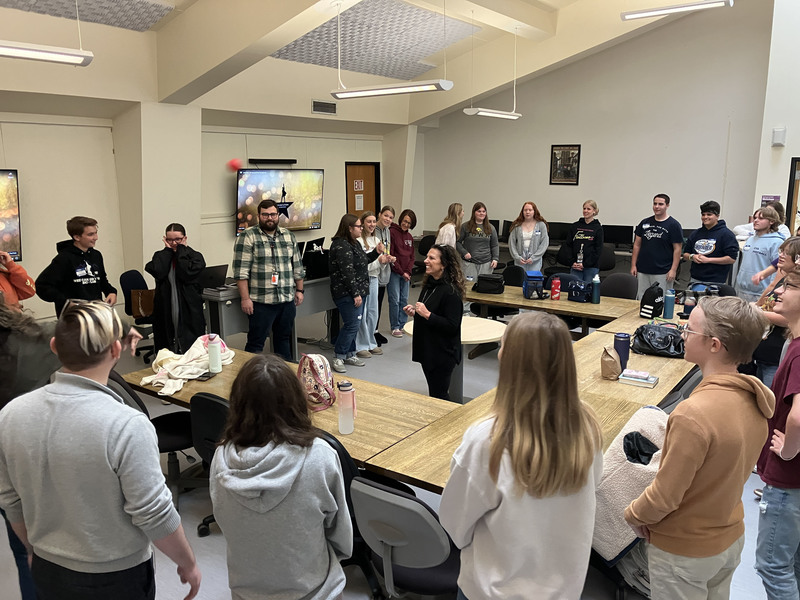 Students and MVCC instructor participating in activity at MVCC