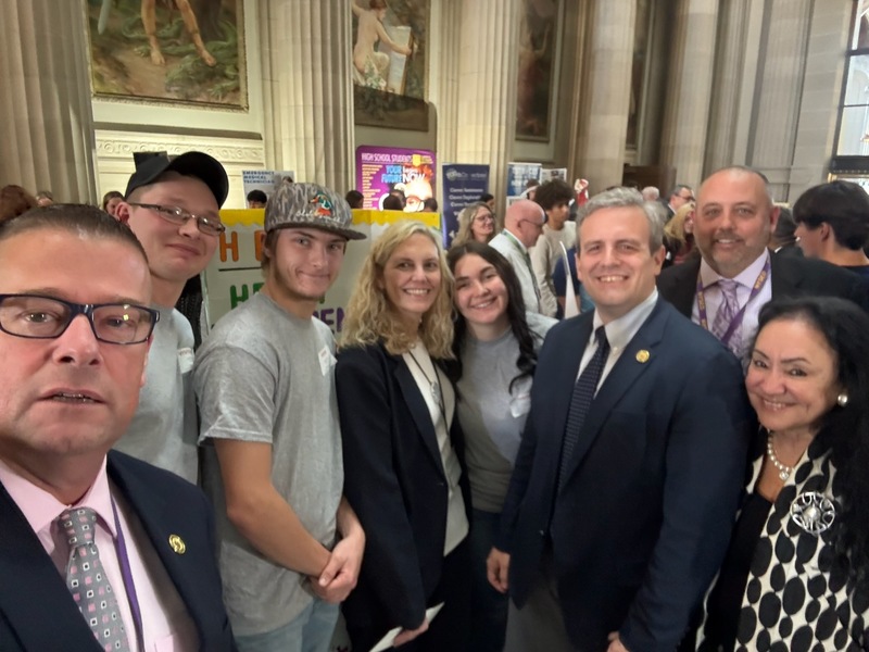 Herkimer BOCES students, teacher, administrators and state education officials at BOCES expo