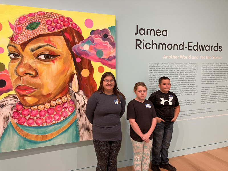 Students posing at art museum