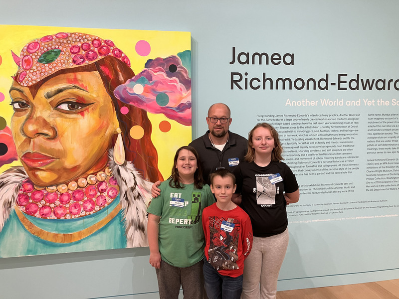 Students posing at art museum