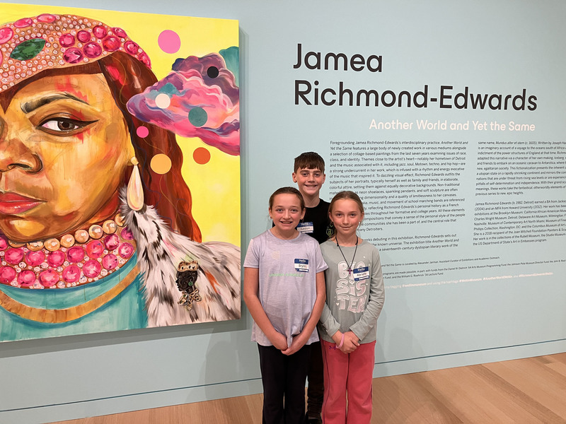 Students posing at art museum