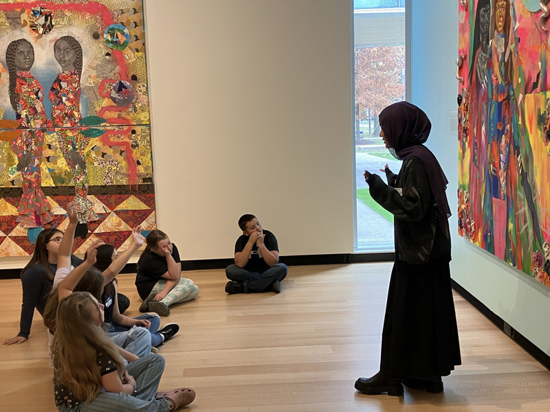Students touring art museum