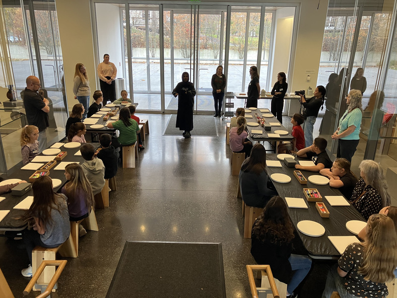 Students touring art museum